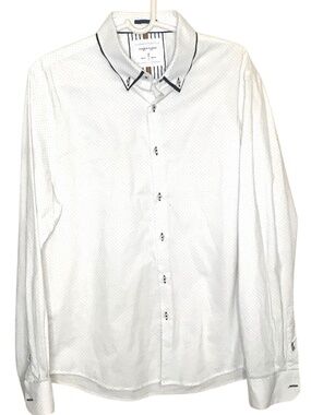 Denim & Flower Ricky Singh White Micro Dot Button Down Shirt XL